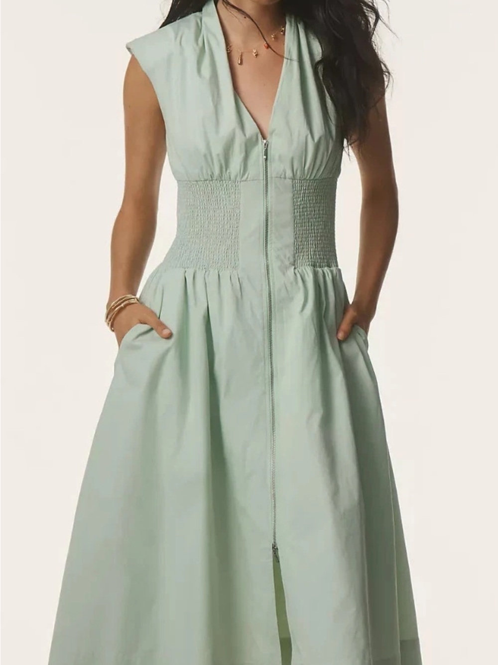 Anthropologie Tommie Zip front midi dress